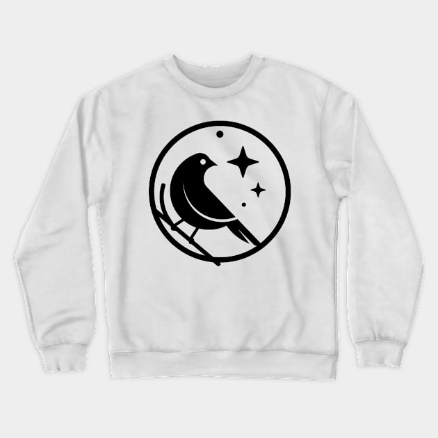 Bird Watch Black With Stars Crewneck Sweatshirt by BradleyHeal